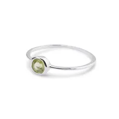 Inel din argint 925 subtire cu Peridot, marimea 54 - montura rotunda
