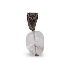 Pandantiv Cristal de stanca slefuit cu agatatoare antichizata, 30mm