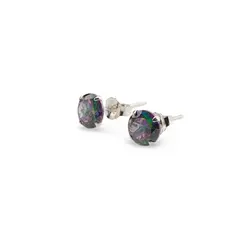 Cercei cu surub din Argint 925 si Topaz mistic, 6mm