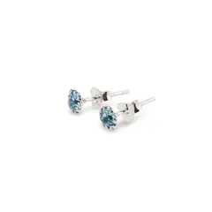 Cercei cu surub din Argint 925 si zircon albastru deschis, 4-5mm