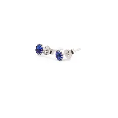 Cercei cu surub din Argint 925 si zircon albastru inchis, 4-5mm