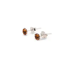 Cercei cu surub din Argint 925 si zircon galben, 4-5mm