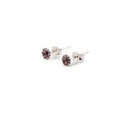 Cercei cu surub din Argint 925 si zircon lila, 4-5mm