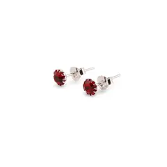 Cercei cu surub din Argint 925 si zircon rosu deschis, 4-5mm
