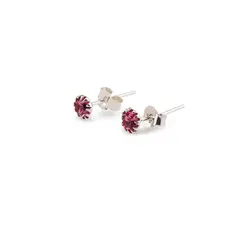 Cercei cu surub din Argint 925 si zircon roz, 4-5mm