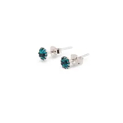 Cercei cu surub din Argint 925 si zircon turcoaz, 4-5mm
