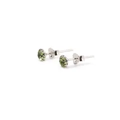 Cercei cu surub din Argint 925 si zircon verde deschis, 4-5mm