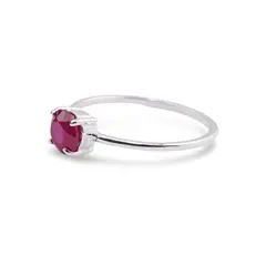 Inel din argint 925 subtire cu Agat roz, marimea 59 - montura tip prong