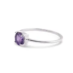 Inel din argint 925 subtire cu Ametist incrustat, marimea 57 - montura tip prong