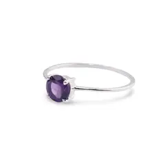 Inel din argint 925 subtire cu Ametist, marimea 57 - montura tip prong