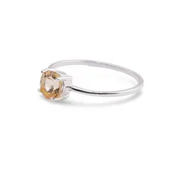 Inel din argint 925 subtire cu Citrin, marimea 59 - montura tip prong