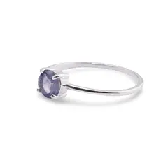 Inel din argint 925 subtire cu Iolith, marimea 59 - montura tip prong