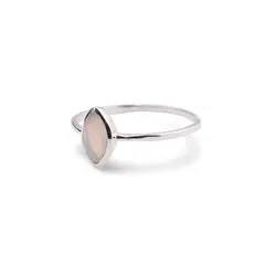 Inel din argint 925 subtire cu Opal de foc, marimea 52 - montura oval ascutit