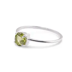 Inel din argint 925 subtire cu Peridot, marimea 59 - montura tip prong