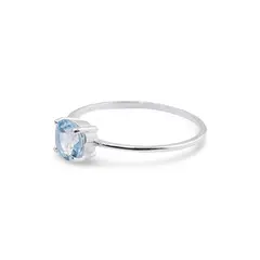 Inel din argint 925 subtire cu Topaz, marimea 59 - montura tip prong