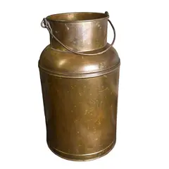 Recipient vintage decorativ din alama, tip bidon de lapte, 39cm