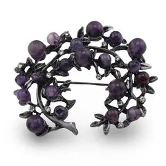 Brosa Ametist si metal antichizat 48mm