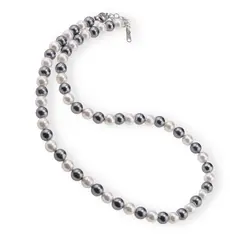 Colier Perle de Mallorca gri si albe, sfere 6mm