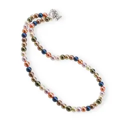 Colier Perle de Mallorca multicolore inchis, sfere 6mm