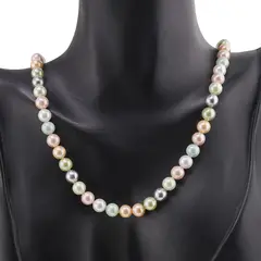 Colier Perle de Mallorca multicolore pastelate, sfere 6mm