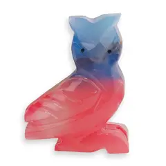 Figurina slefuita din Onix de Pakistan colorat, bufnita - 10cm