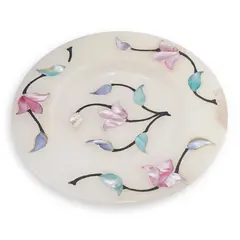 Farfurie din Onix de Pakistan cu flori din Sidef, 14-15cm