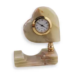 Ceas model inima cu suport din Onix de Pakistan - 8,5cm