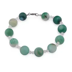 Bratara Agat verde mat sfere 10mm si Piatra Lunii sfere 3mm