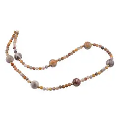 Colier Agat crazy lace sfere 4-10mm si bumbi aurii