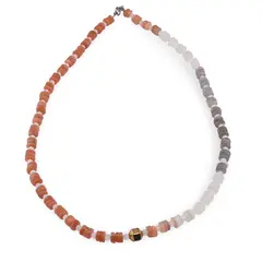 Colier mix Piatra lunii sfere si rondele 3-6mm si element din Hematit auriu 7mm