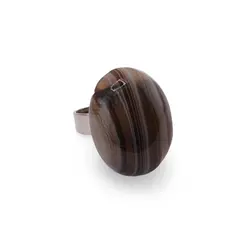 Inel reglabil Agat maro oval, 22mm