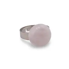 Inel reglabil Cuart roz rotund, 14mm