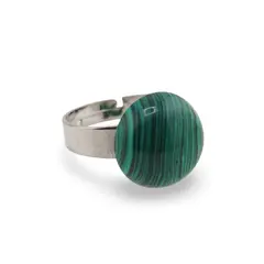 Inel reglabil Malachit rotund, 14mm