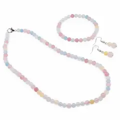 Set cercei cu agatatoare, colier si bratara Agat multicolor sfere, 6-8mm