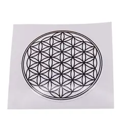 Abtibild sticker Feng Shui cu Floarea vietii, Simbolul vietii - alb, 5,5cm