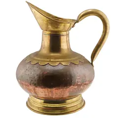 Carafa vintage din cupru si alama cu gat evazat, 24cm