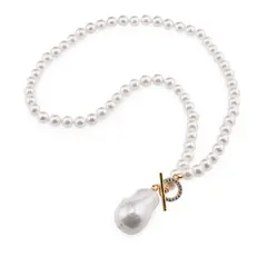 Colier Perle de Mallorca albe 6mm cu pandantiv