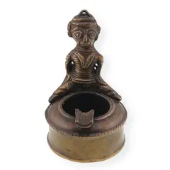Scrumieră vintage din bronz, artă tribală Dokra - 9,5cm