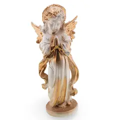 Decoratiune statueta din gips Inger auriu rugandu-se, 32cm