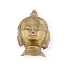 Decoratiune vintage cap Buddha din alama, 6cm