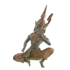 Decoratiune vintage din bronz Phra Aphai Mani eroul cu flaut magic, 21cm