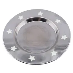 Farfurie metalica decorativa vintage cu decupaje in forma de stele, 13cm