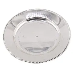 Farfurie metalica decorativa vintage rotunda cu margine rasucita - 12,5cm