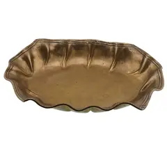 Platou vintage din alama cu margini ondulate, 29cm