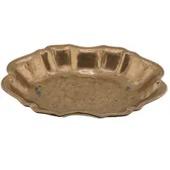 Platou vintage din bronz lucrat manual, forma neregulata - 32cm