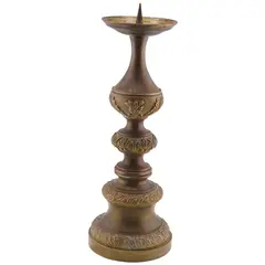 Sfesnic inalt vintage din bronz cu motive florale, 28cm