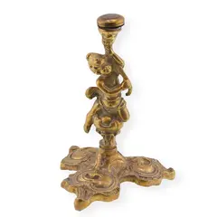 Sfesnic vintage din alama cu inger decorativ, 12cm