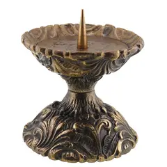 Sfesnic vintage din bronz cu decor baroc, 15cm