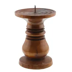 Sfesnic vintage din lemn cu baza rotunda 12cm