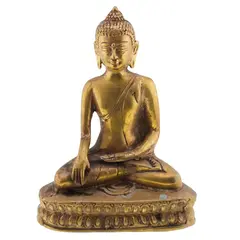 Statueta vintage Buddha din alama, mudra Bhumisparsha - 19cm